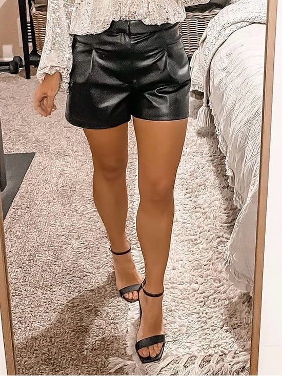 Zara Pants - Zara Black High-Waist Faux Leather Shorts